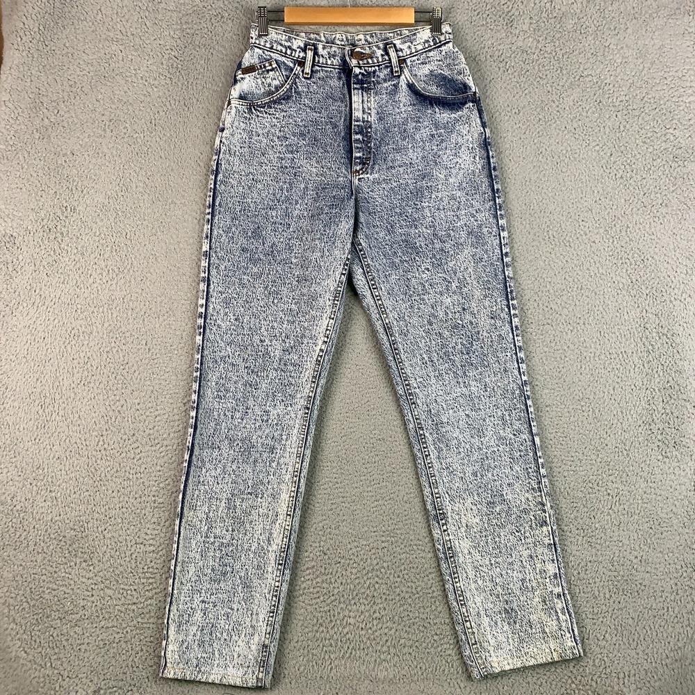 Vintage Lee Acid Wash Mom Jeans Women's 13 XLong Tapered High Rise USA VTG 80s
